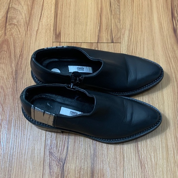 Miista Black Leather Block Heel Pointed Shoes - Picture 2 of 11